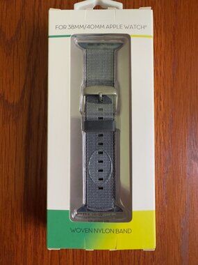 Woven Nylon Watch Band for Apple Watch 38mm 40mm Gray New in Box